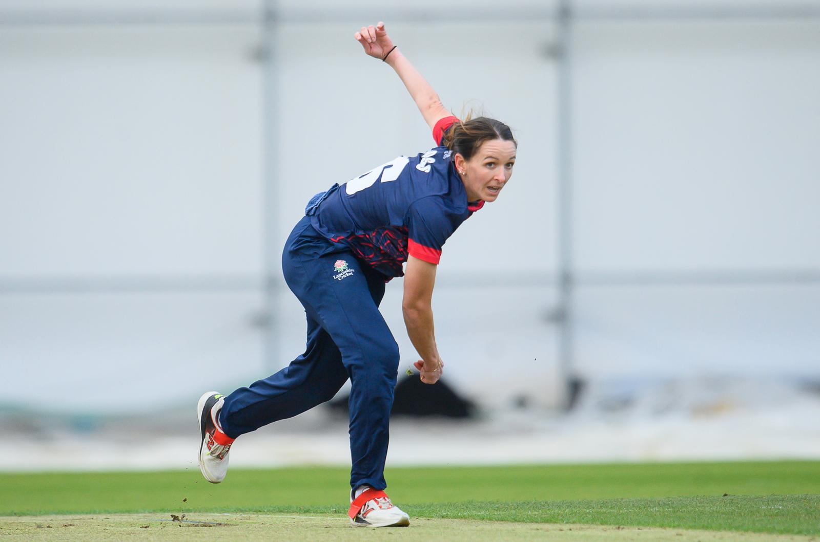 Picture by Allan McKenzie/SWpix.com - 12/09/2026 - Cricket - Metro Bank One Day Cup Women - Yorkshire Women v Lancashire Women - Headingley Cricket Ground, Leeds, England - Lancashire's Kate Cross bowls against Yorkshire.